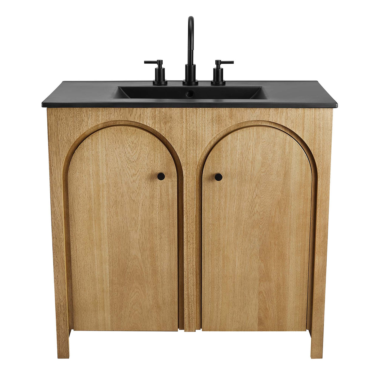Revina Arched Vanity Unit, Large, Oak & Black