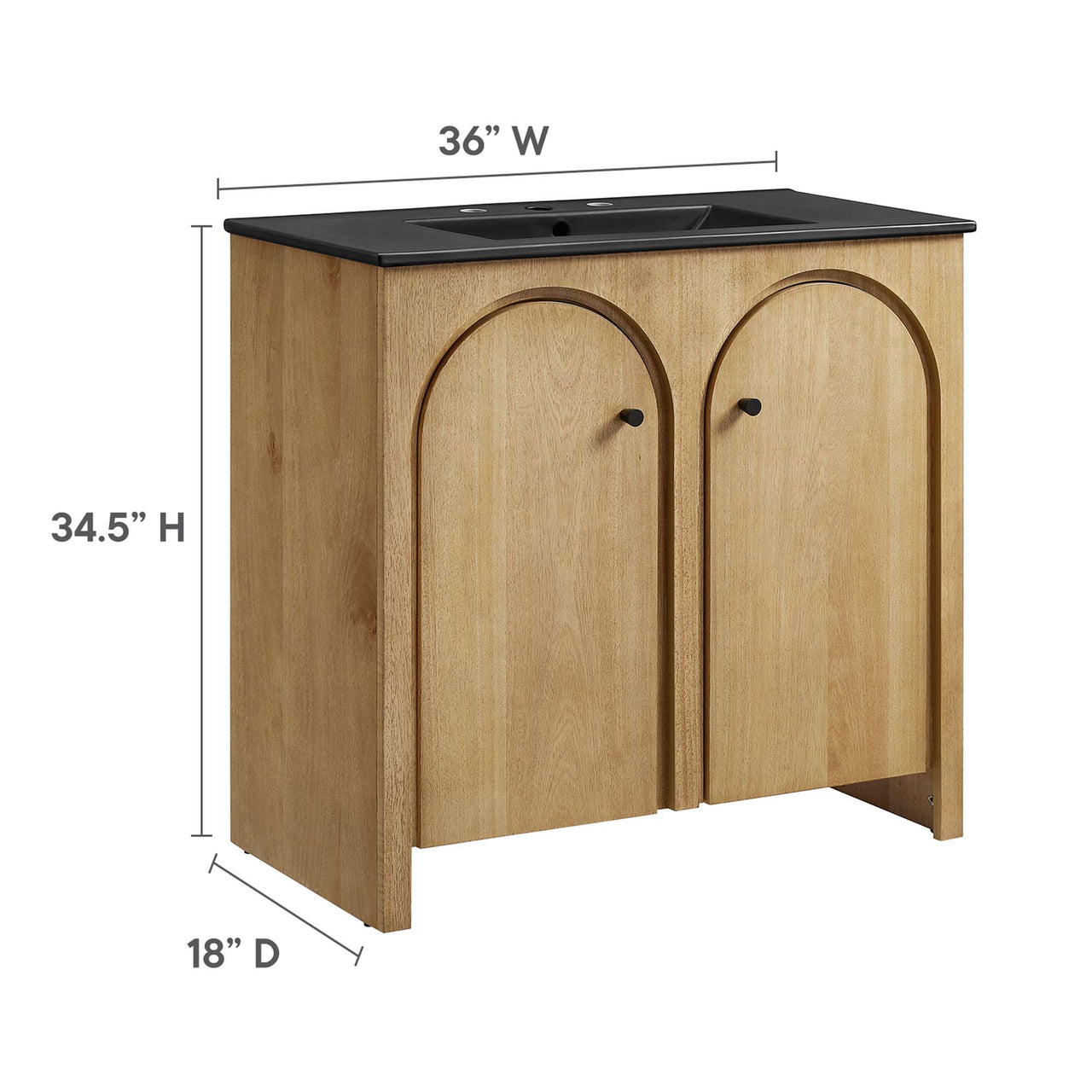 Revina Arched Vanity Unit, Large, Oak & Black