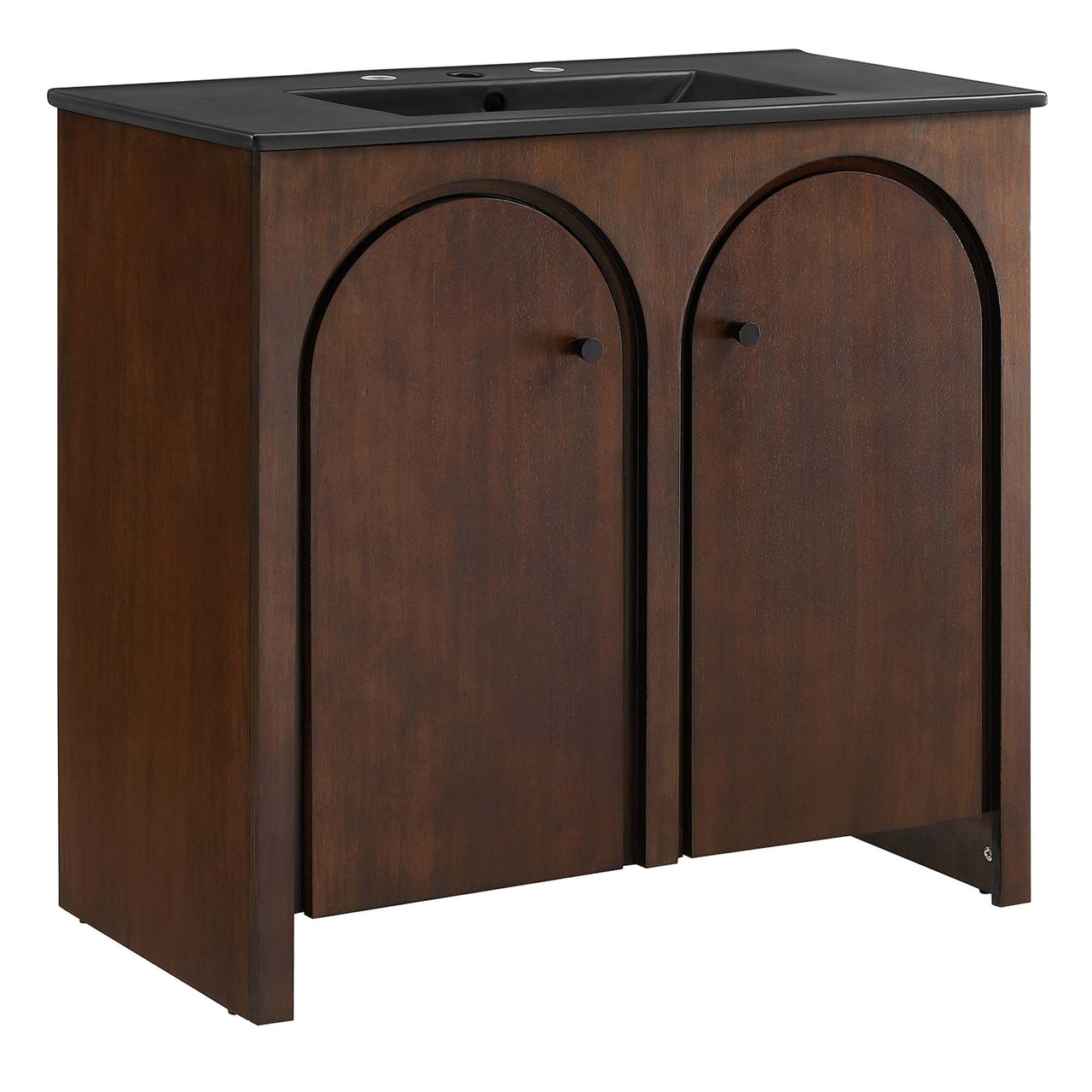 Revina Arched Vanity Unit, Large, Walnut & Black