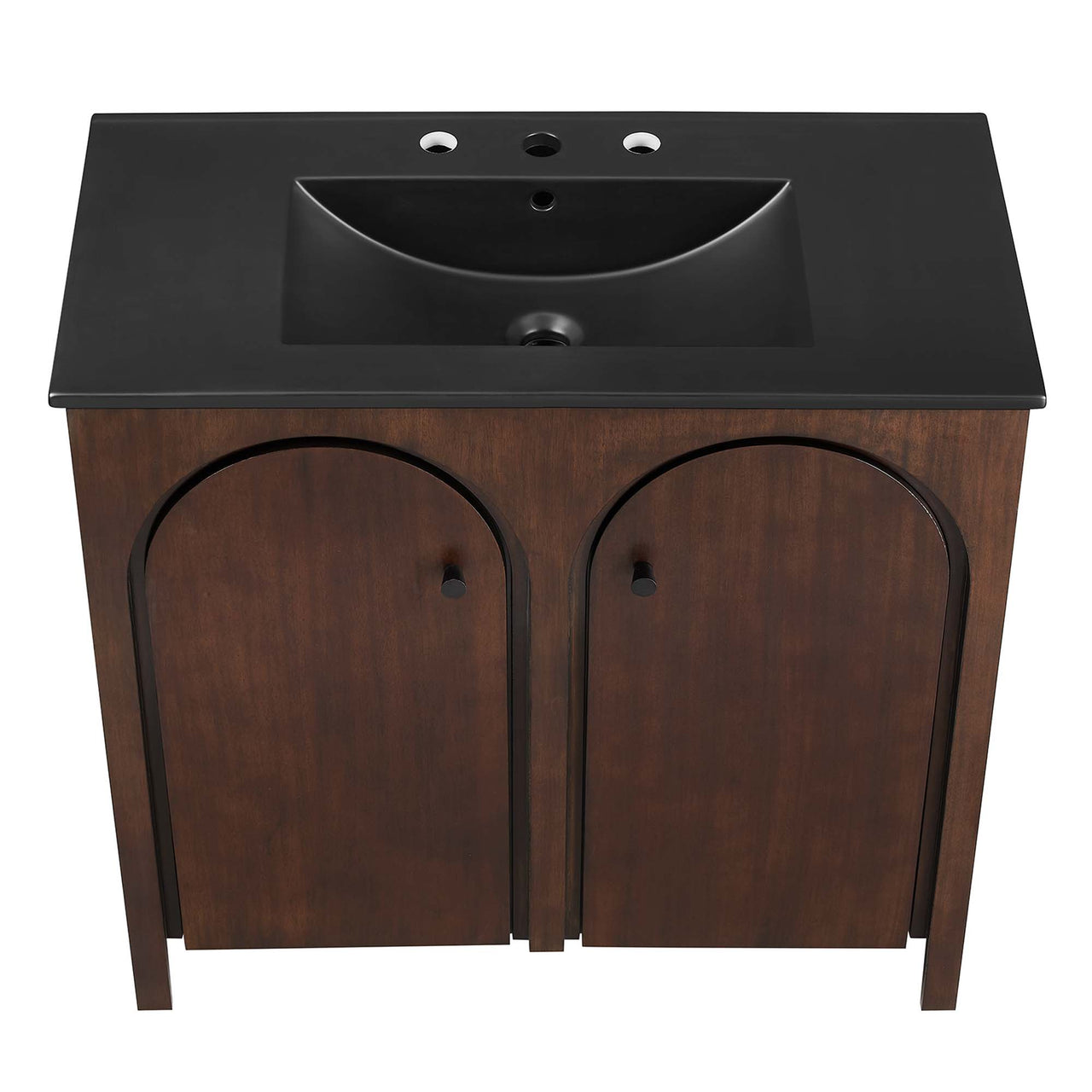 Revina Arched Vanity Unit, Large, Walnut & Black