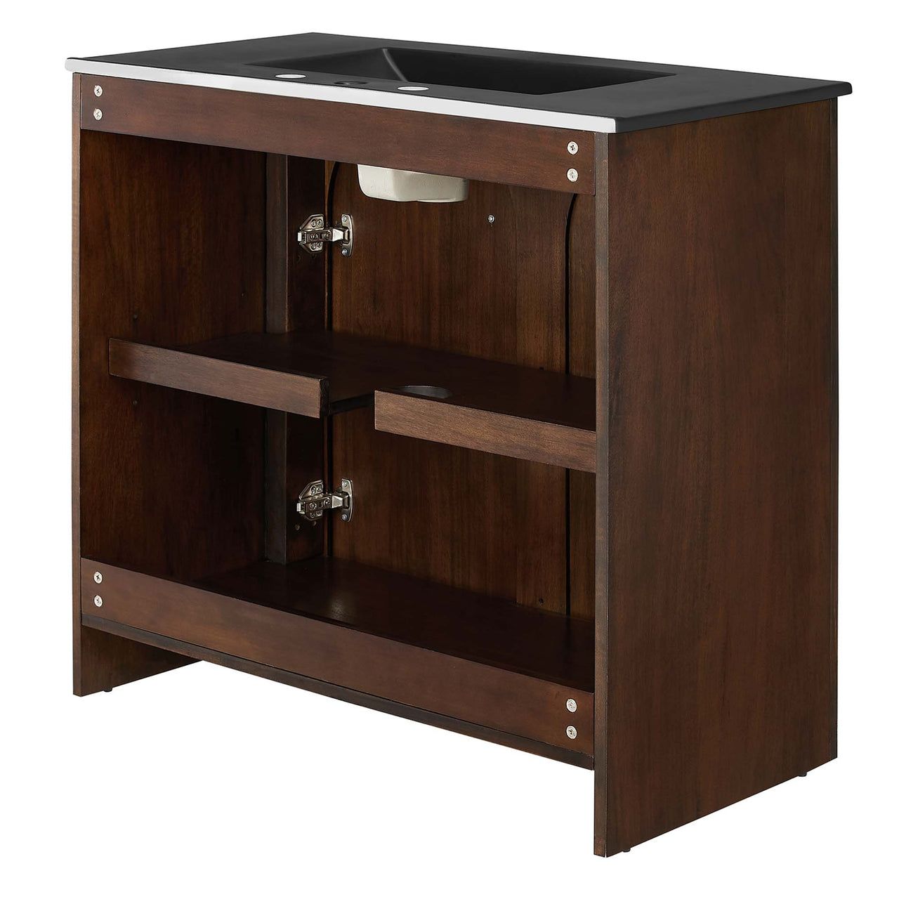 Revina Arched Vanity Unit, Large, Walnut & Black