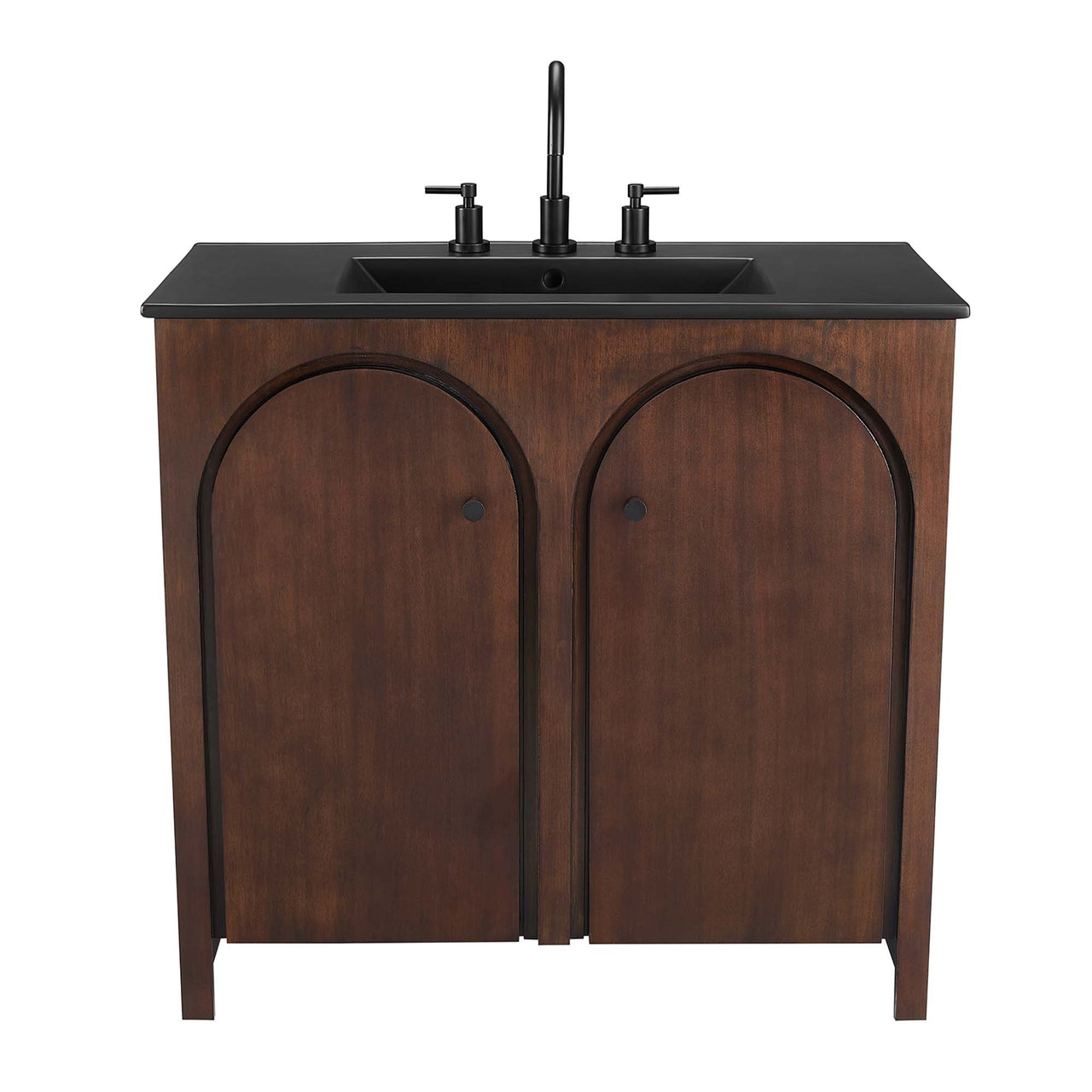 Revina Arched Vanity Unit, Large, Walnut & Black
