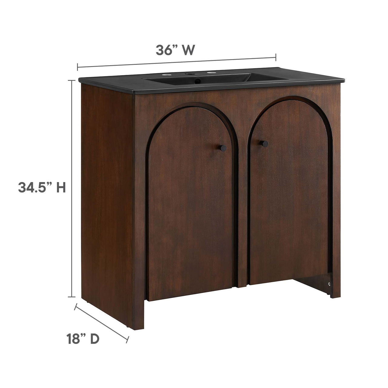Revina Arched Vanity Unit, Large, Walnut & Black