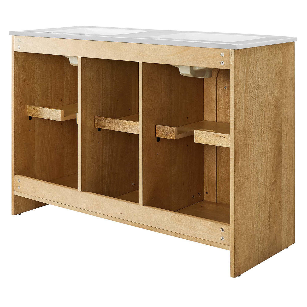 Revina Arched Double Sink Vanity Unit, Extra Large, Oak & White