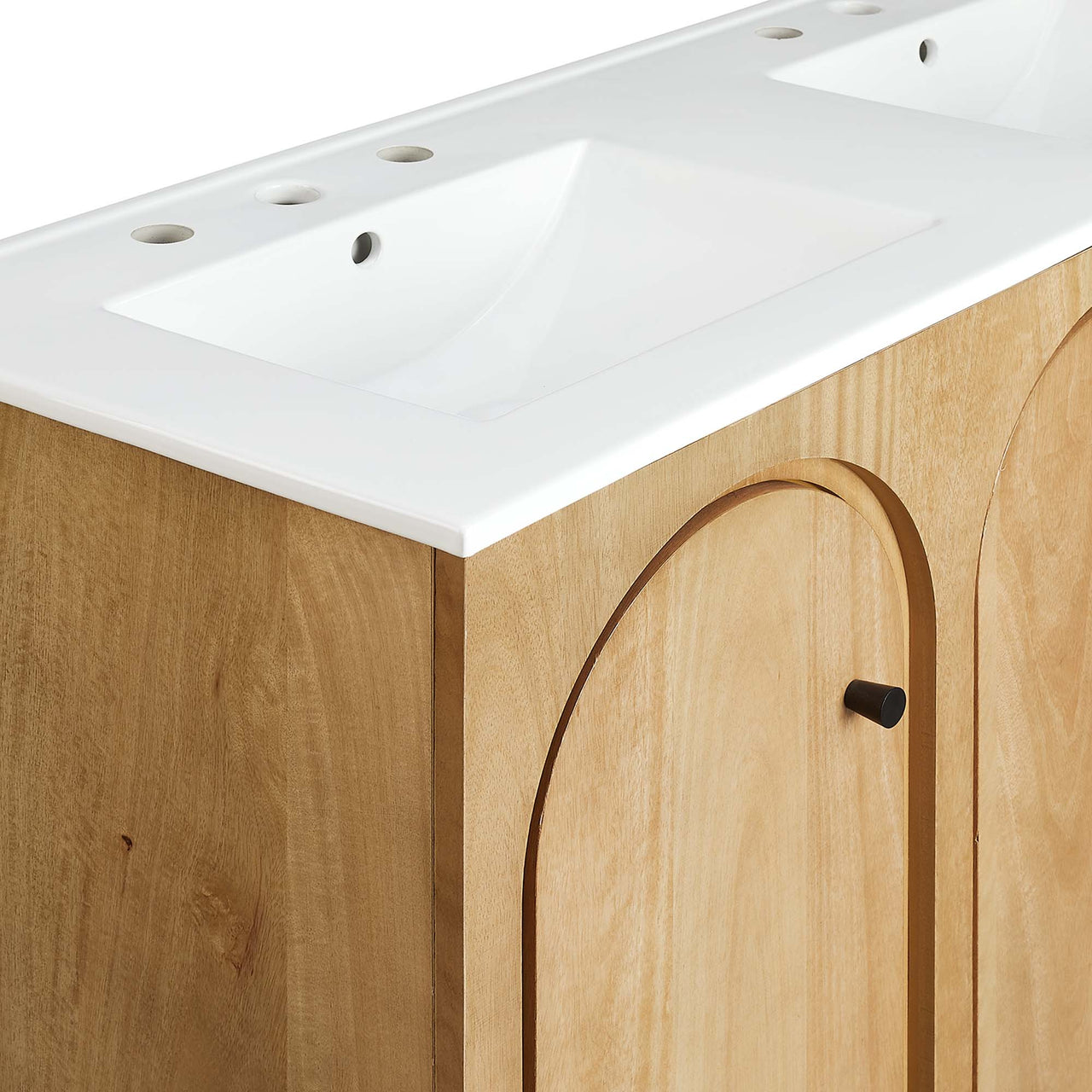 Revina Arched Double Sink Vanity Unit, Extra Large, Oak & White