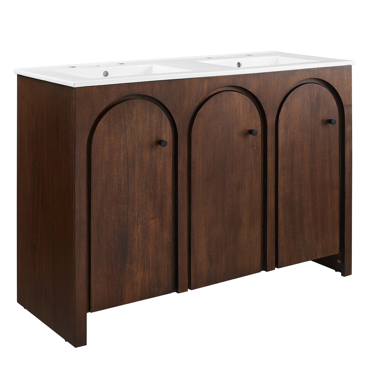 Revina Arched Double Sink Vanity Unit, Extra Large, Walnut & White