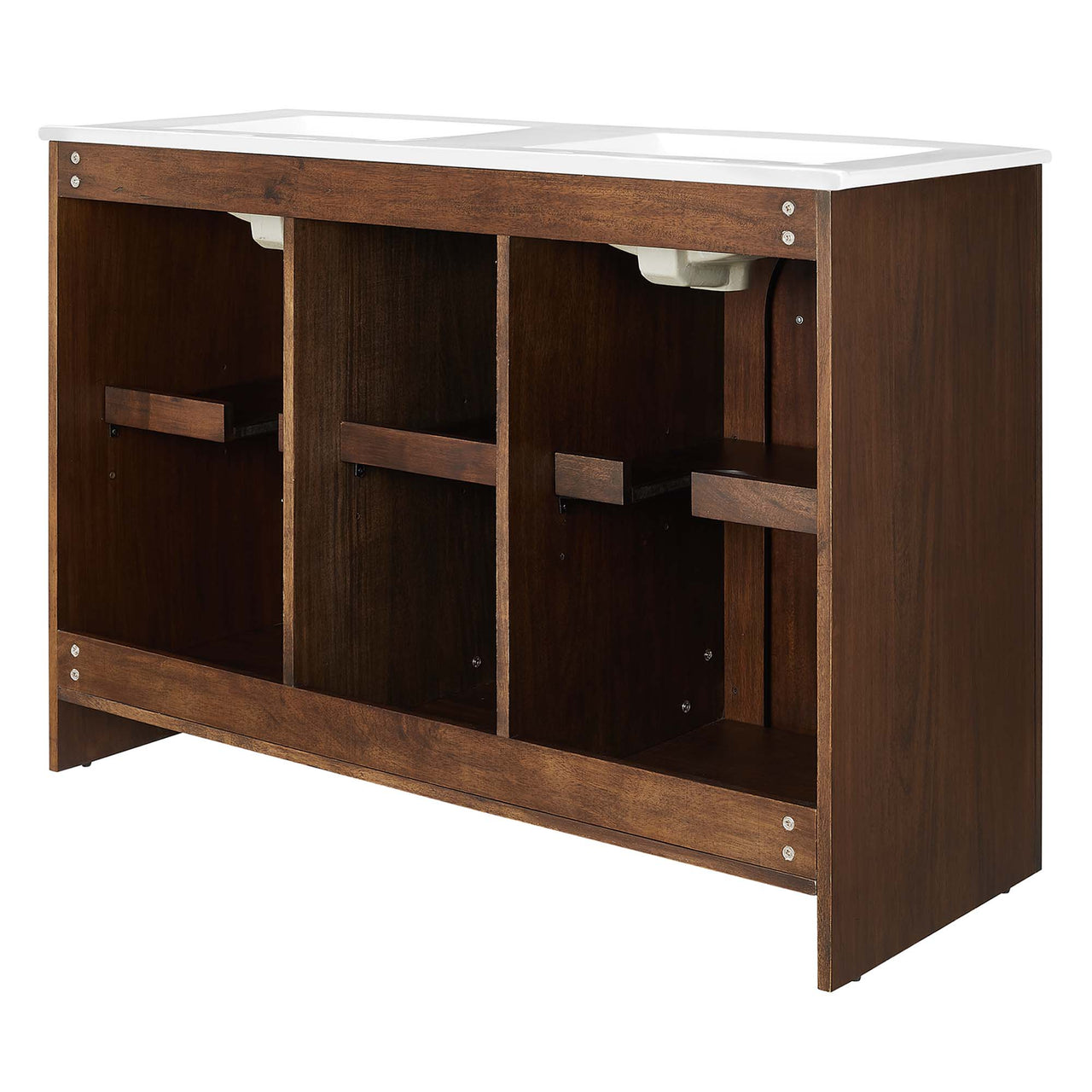 Revina Arched Double Sink Vanity Unit, Extra Large, Walnut & White