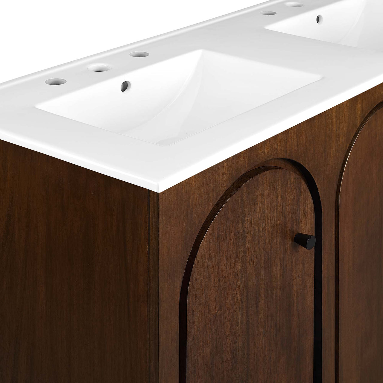 Revina Arched Double Sink Vanity Unit, Extra Large, Walnut & White