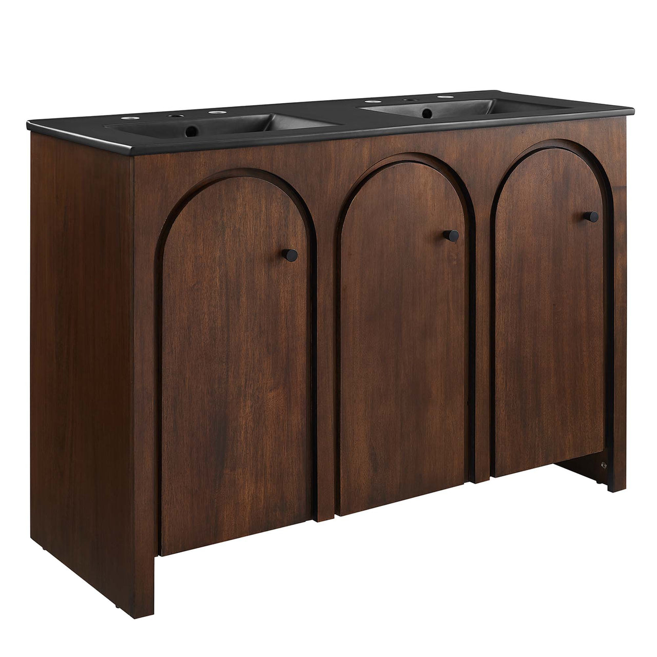 Revina Arched Double Sink Vanity Unit, Extra Large, Walnut & Black