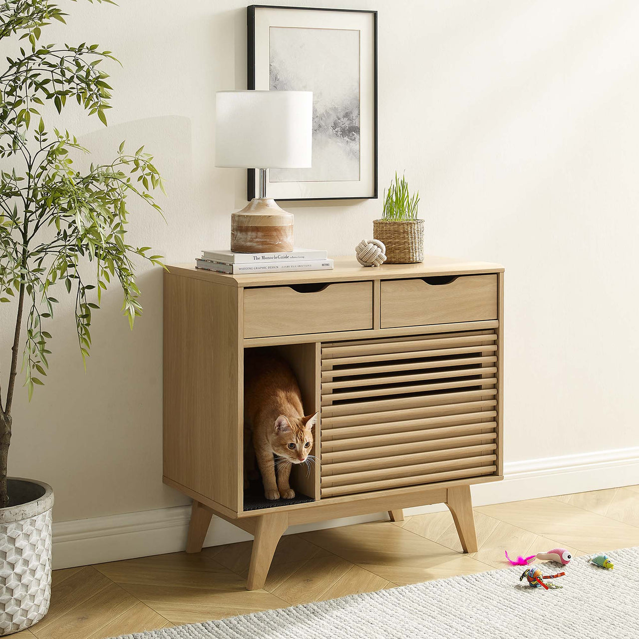 Ventra Cat Cabinet, Oak