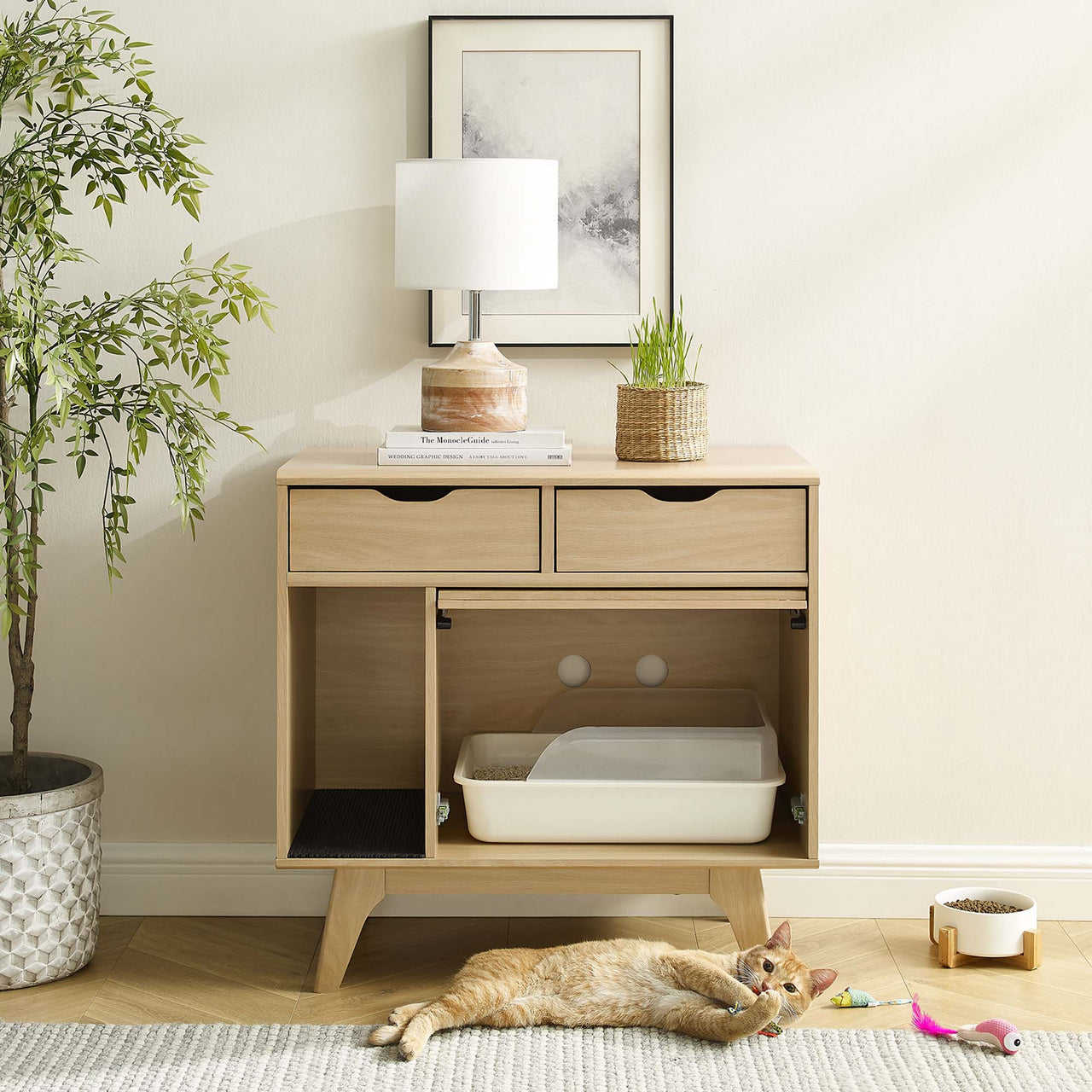 Ventra Cat Cabinet, Oak