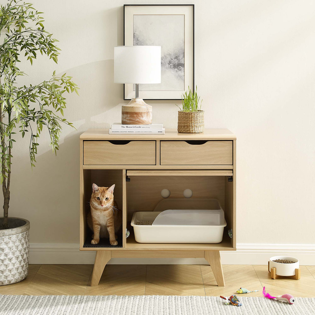 Ventra Cat Cabinet, Oak