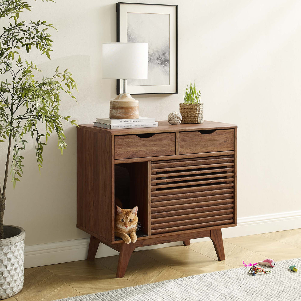 Ventra Cat Cabinet, Walnut