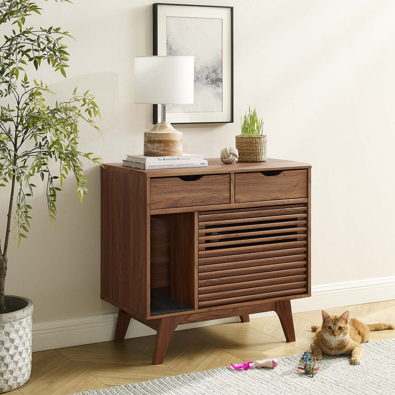 Ventra Cat Cabinet, Walnut