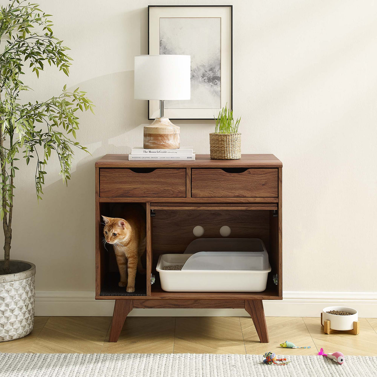 Ventra Cat Cabinet, Walnut