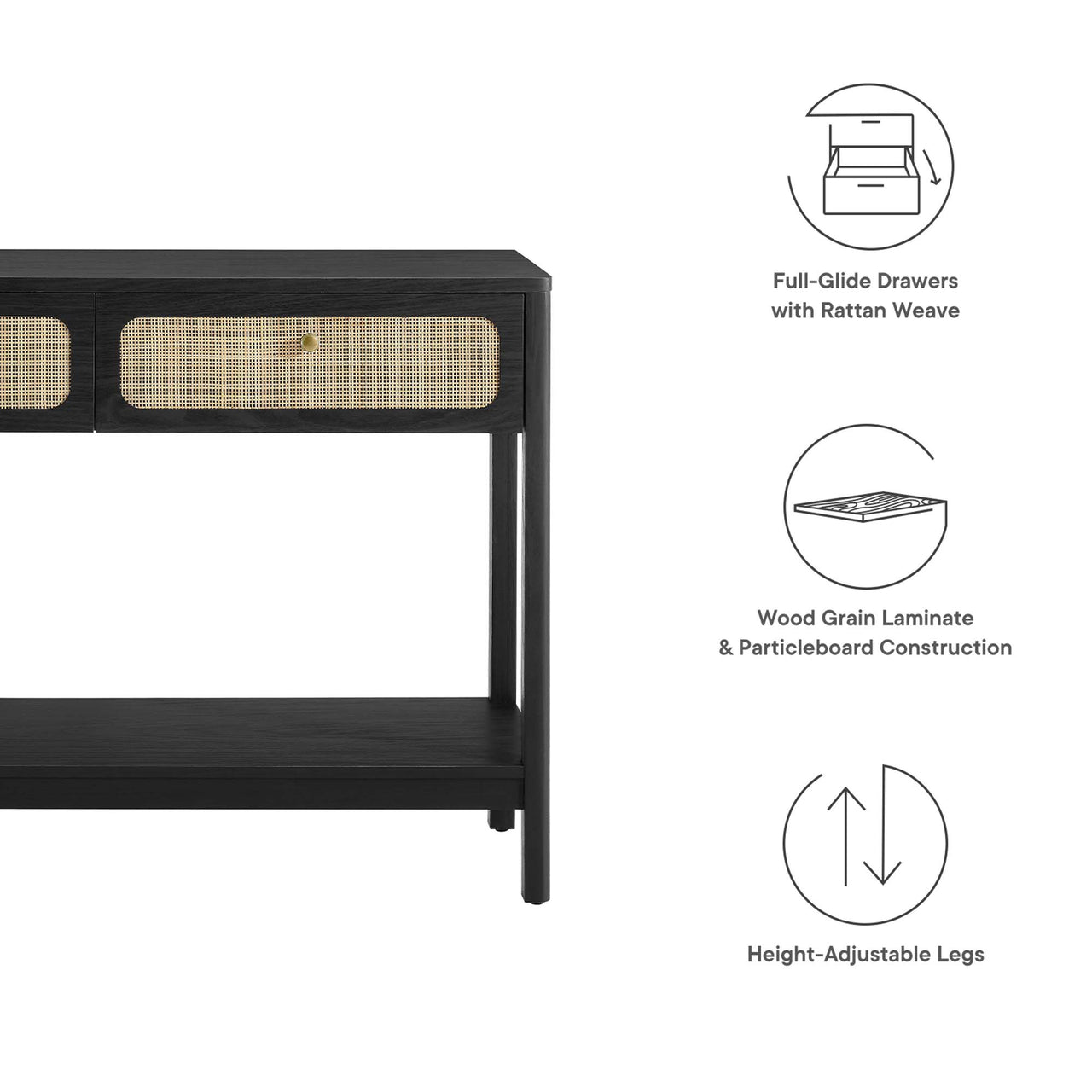 Calden Wood Entryway Console Table, Black