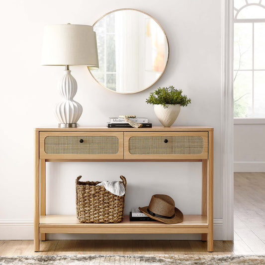 Calden Wood Entryway Console Table, Oak
