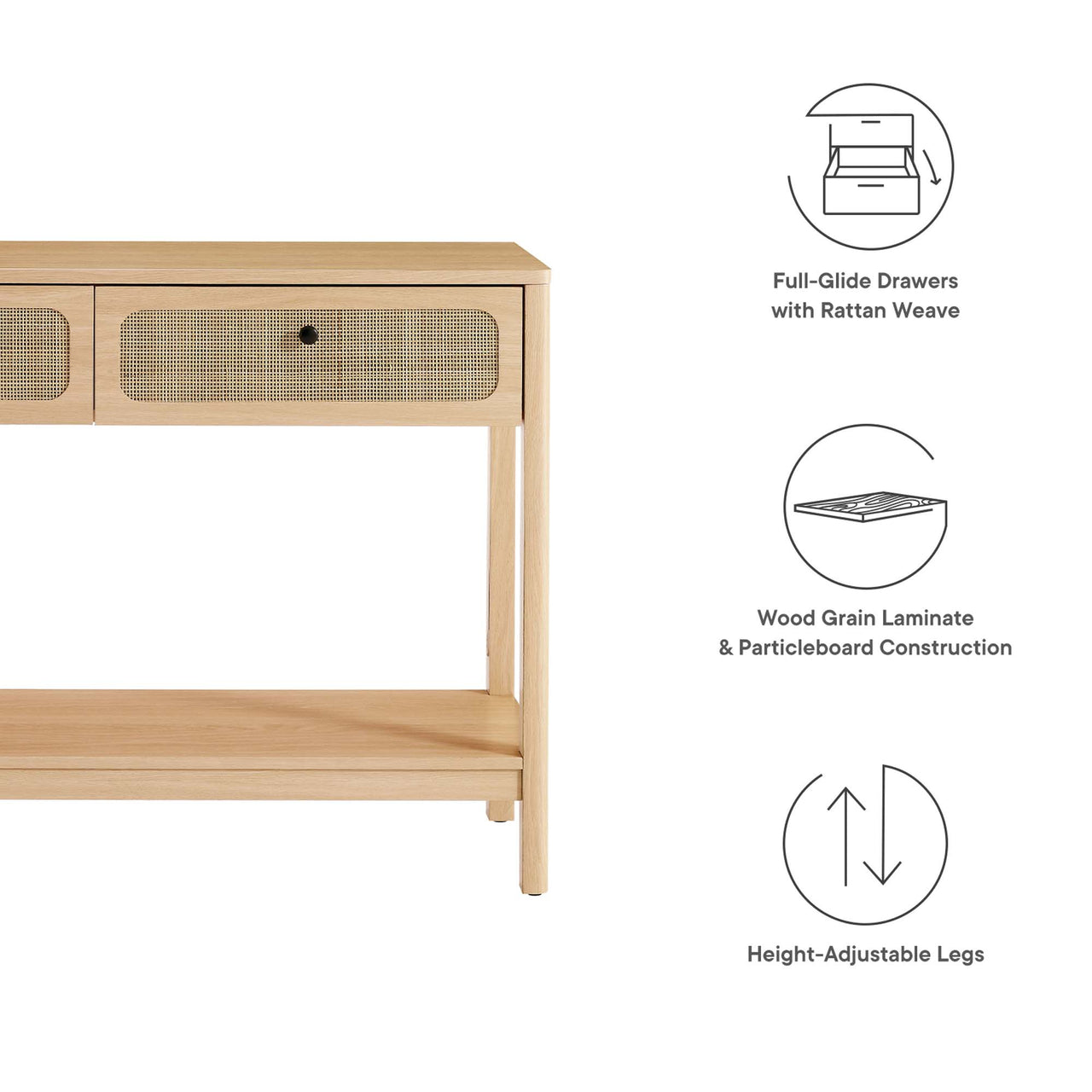 Calden Wood Entryway Console Table, Oak