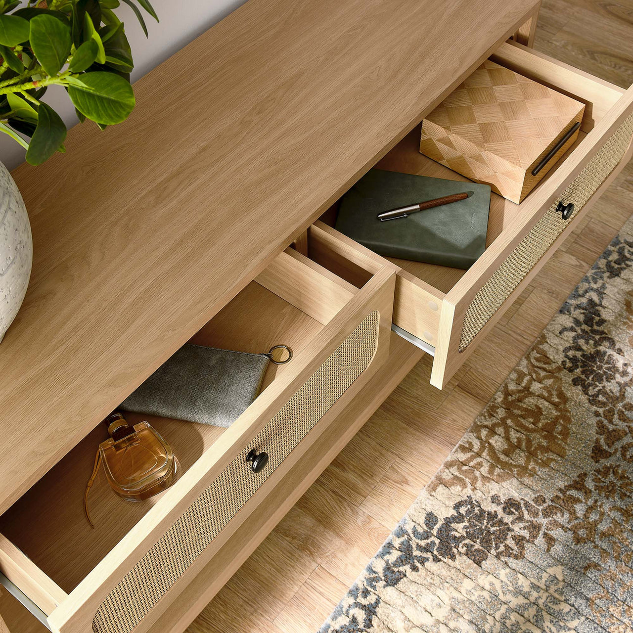 Calden Wood Entryway Console Table, Oak