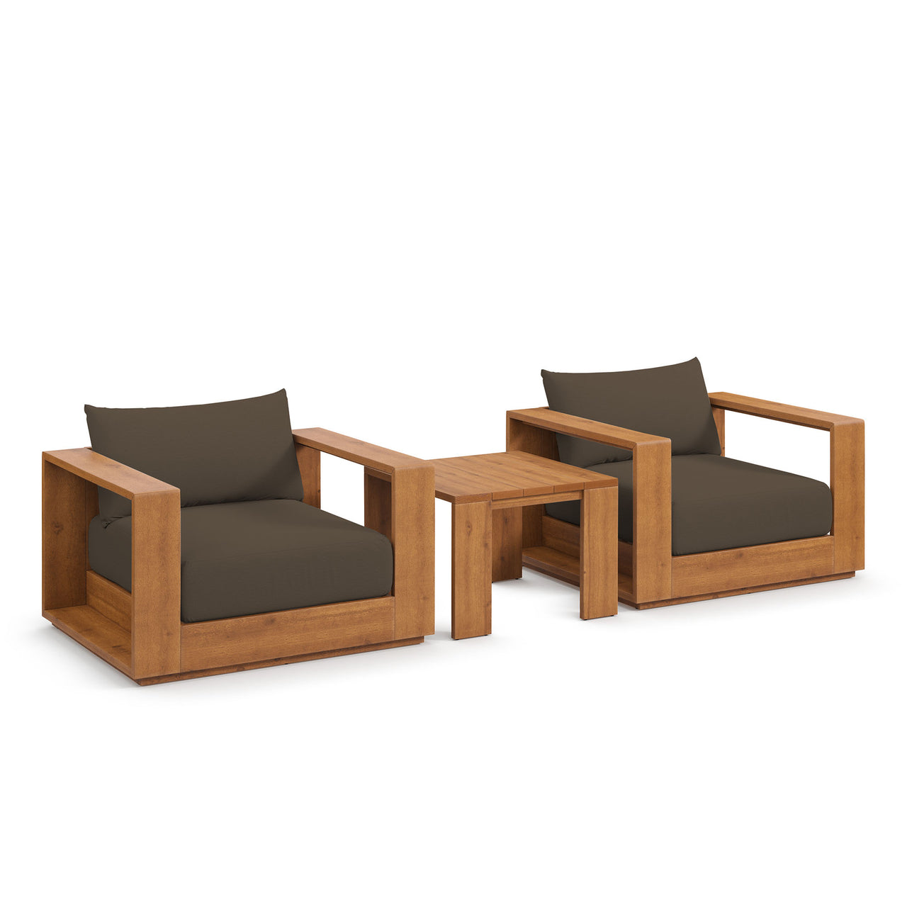 Tahlor 3-Piece Alfresco Acacia Wood Furniture Set, Natural Wood & Cocoa