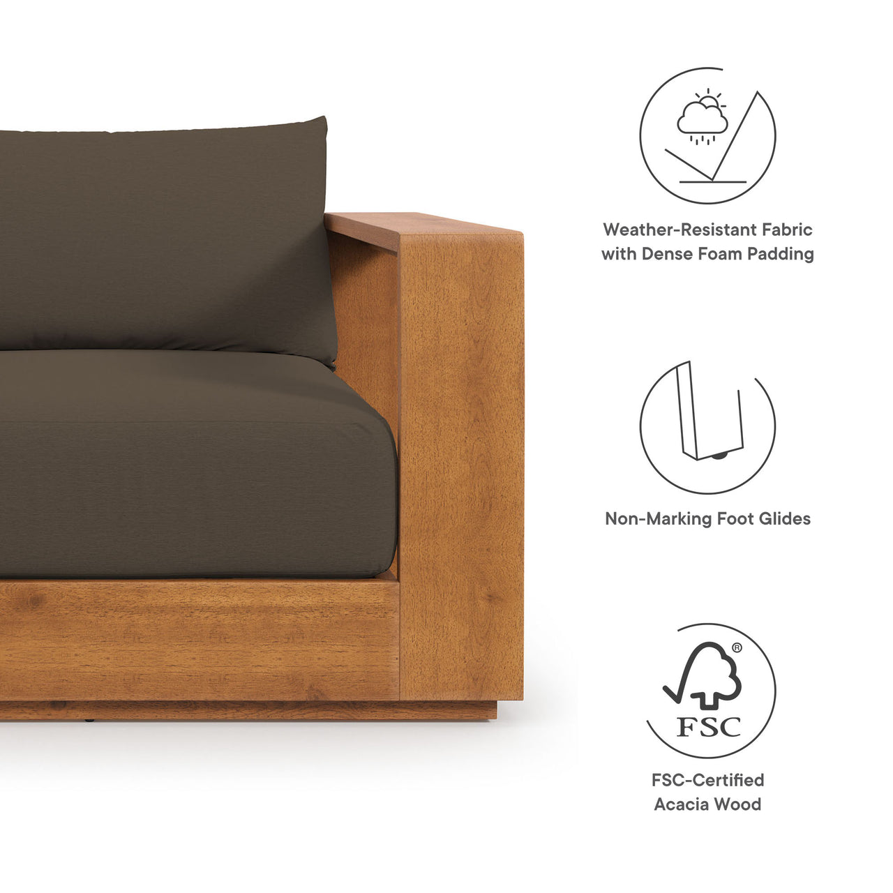 Tahlor 3-Piece Alfresco Acacia Wood Furniture Set, Natural Wood & Cocoa