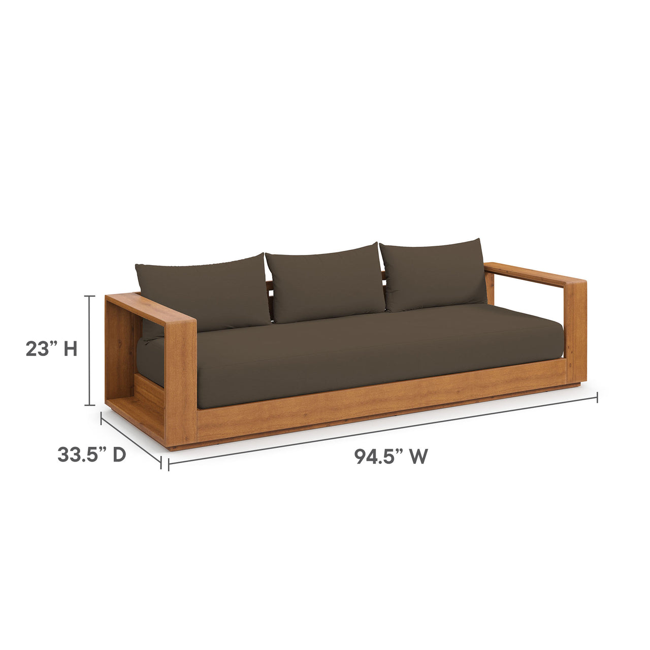 Tahlor 2-Piece Alfresco Acacia Wood Sofa and Coffee Table Set, Natural Wood & Cocoa