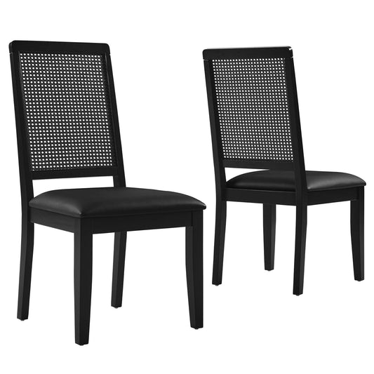 Thorne Upholstered Eco-Leather Dining Chair Set of 2, Black