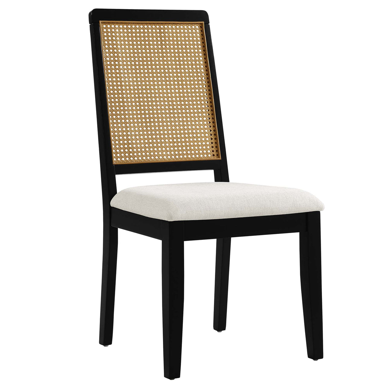 Thorne Upholstered Dining Chair Set of 2, Black & Natural Wood