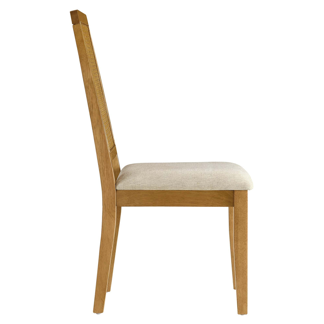 Thorne Upholstered Dining Chair Set of 2, Natural Wood & Light Beige