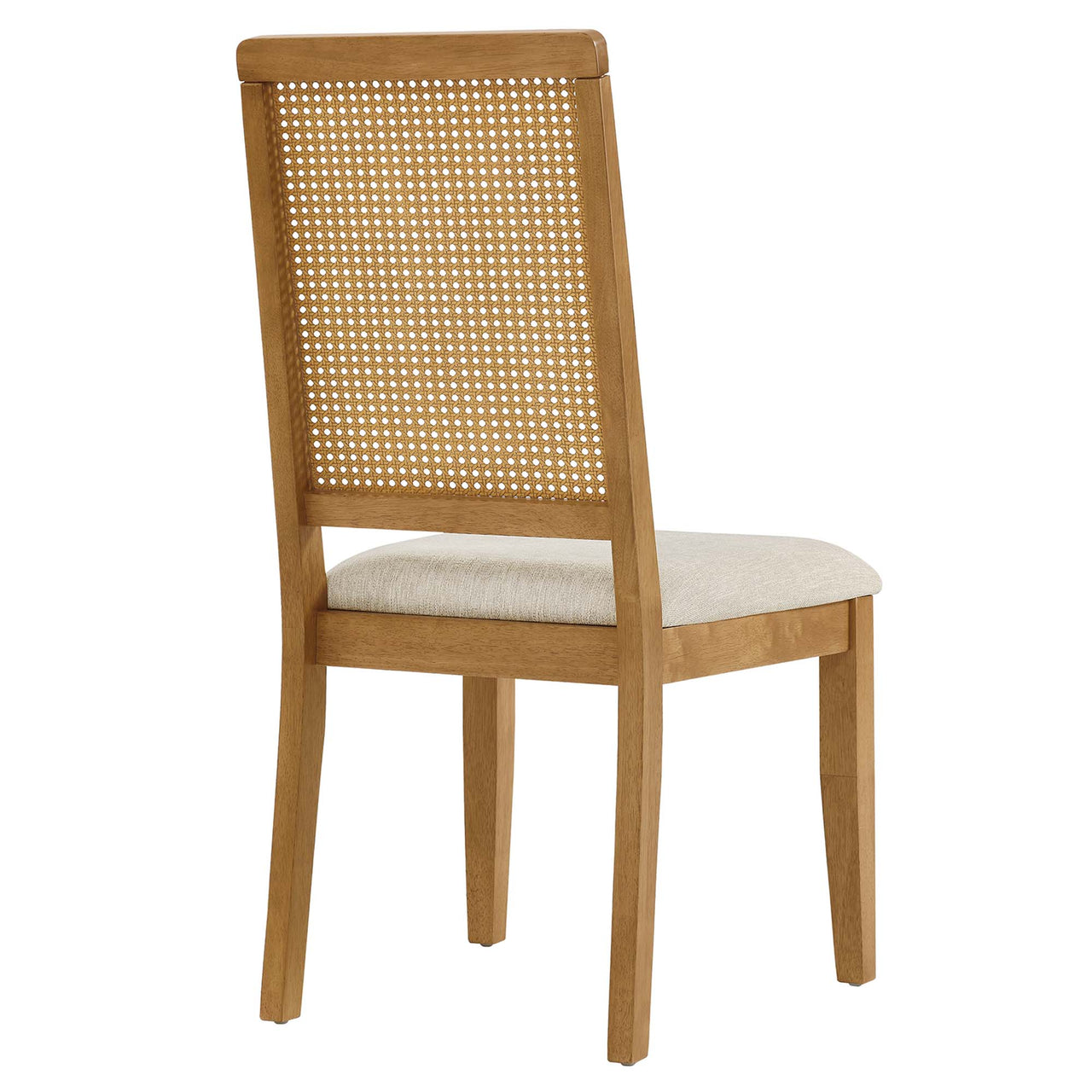 Thorne Upholstered Dining Chair Set of 2, Natural Wood & Light Beige