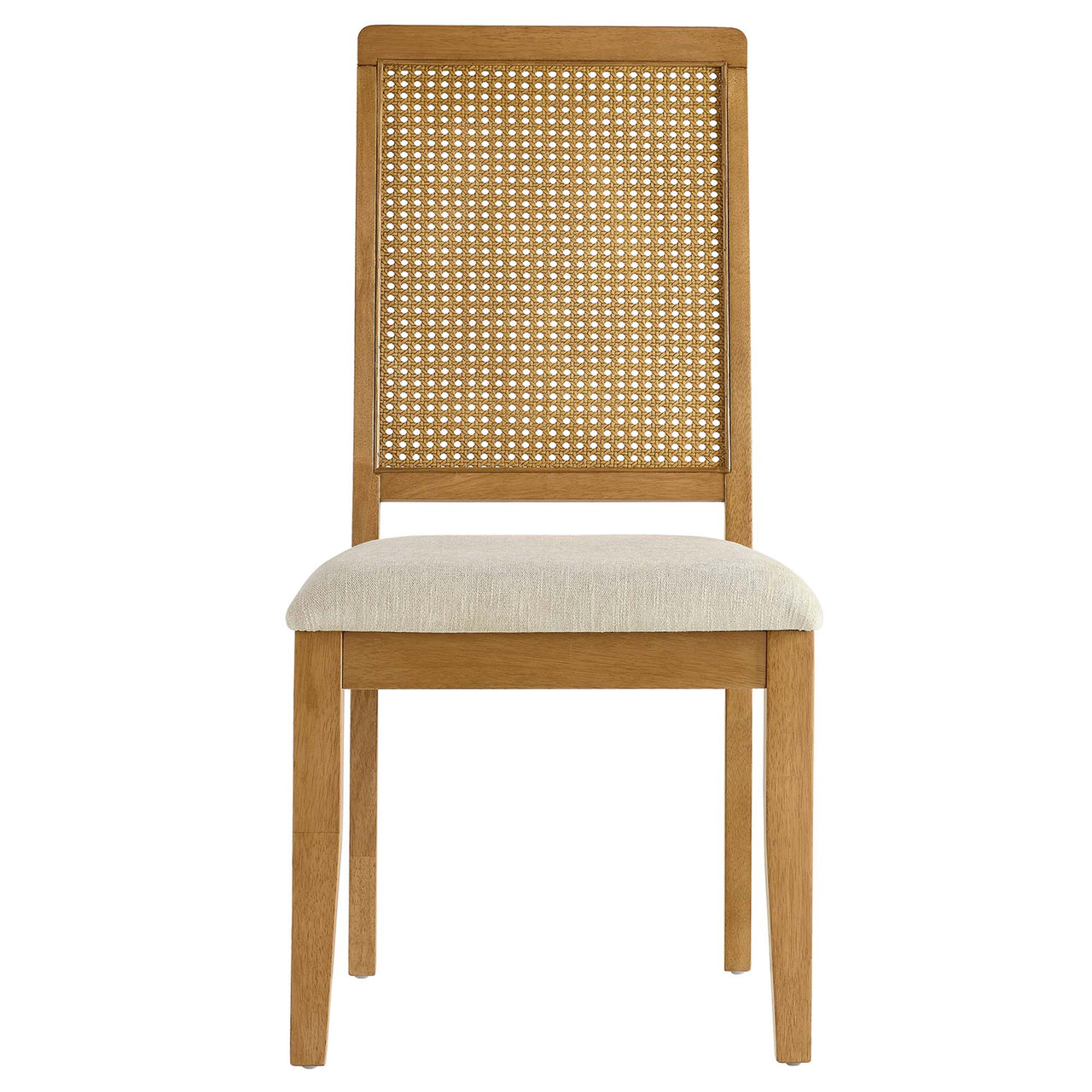 Thorne Upholstered Dining Chair Set of 2, Natural Wood & Light Beige
