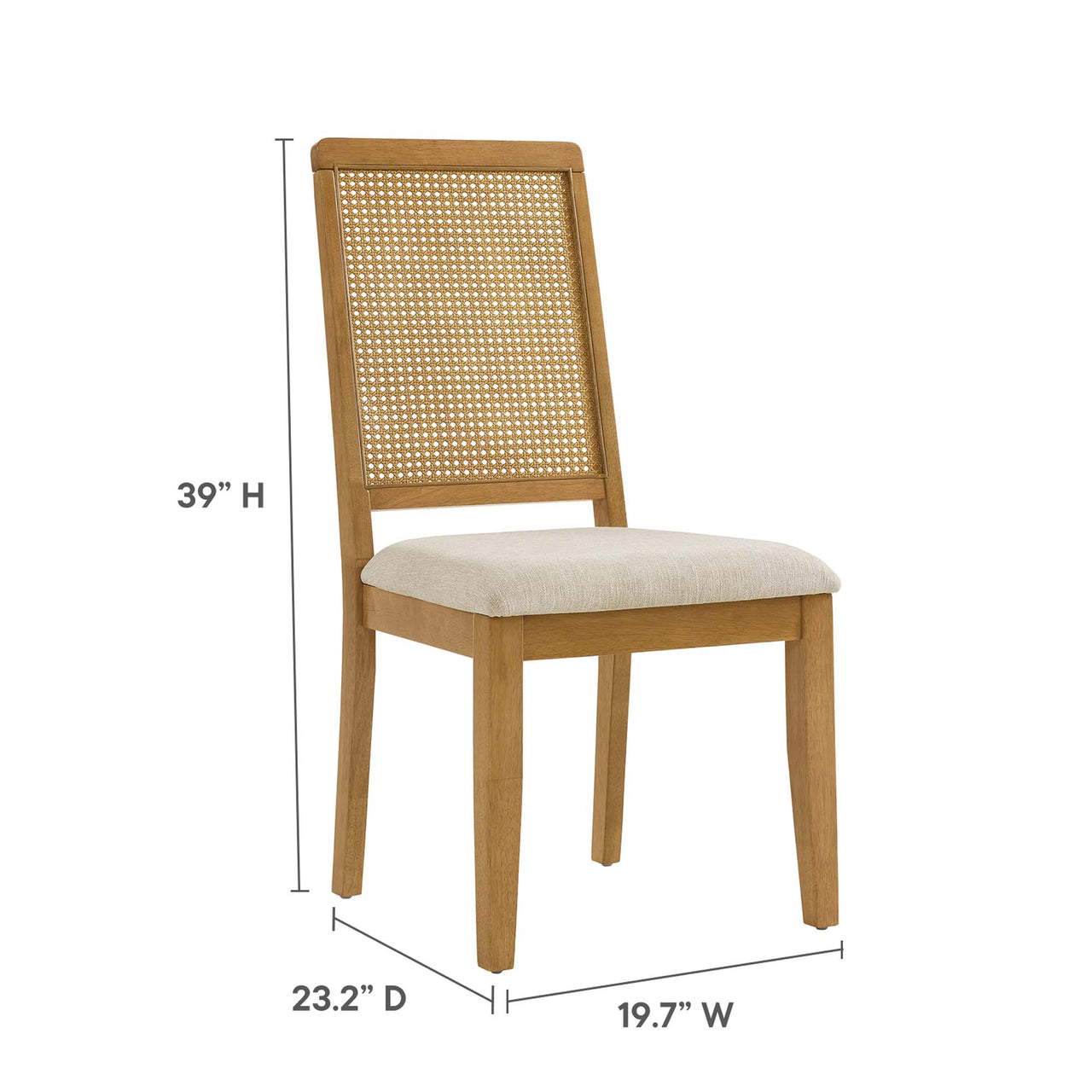 Thorne Upholstered Dining Chair Set of 2, Natural Wood & Light Beige