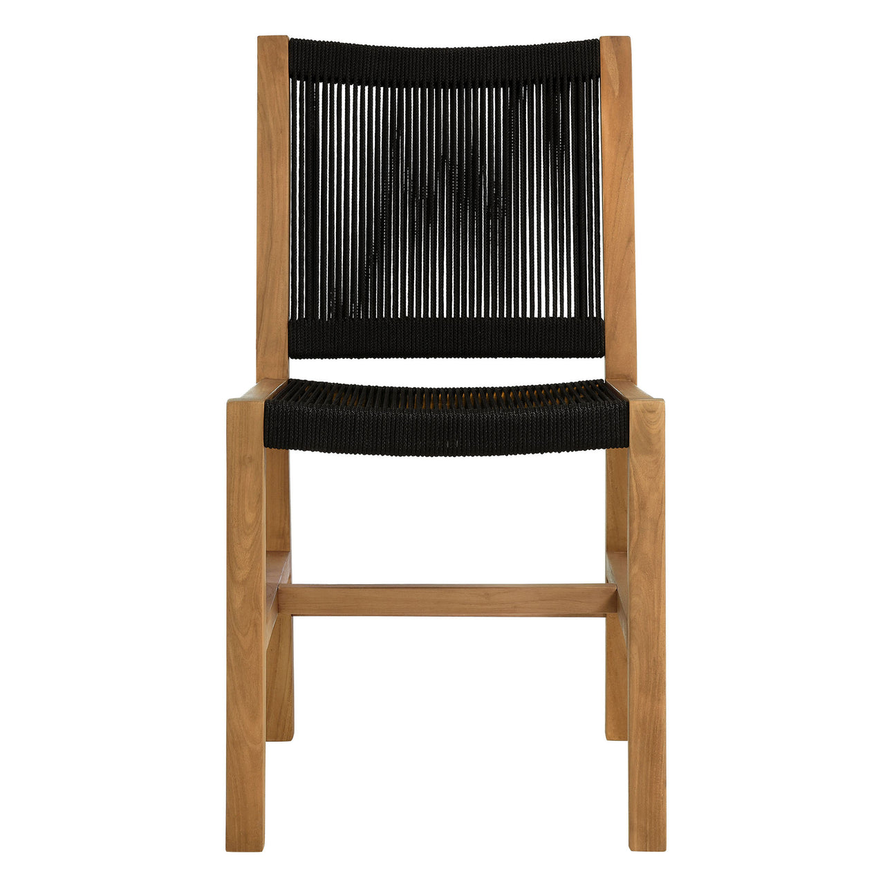 Alvierra 3-Piece Alfresco Teak and Rope Dining Set with Armless Chiars, Natural Wood & Black
