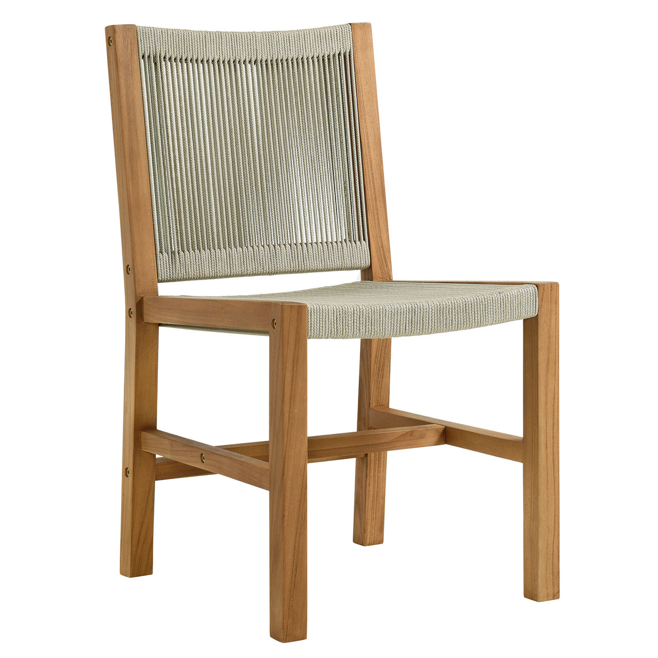 Alvierra Alfresco Teak and Rope Armless Dining Chair Set of 2, Natural Wood