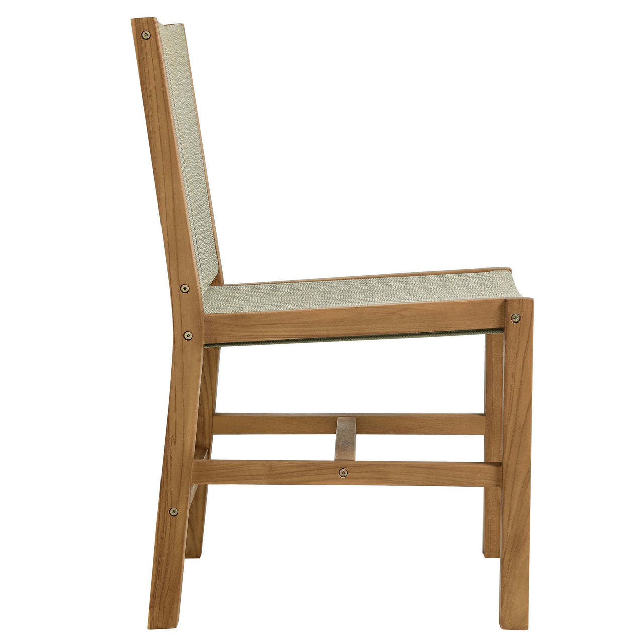 Alvierra 5-Piece Alfresco Teak and Rope Dining Set with Armless Chairs, Natural Wood