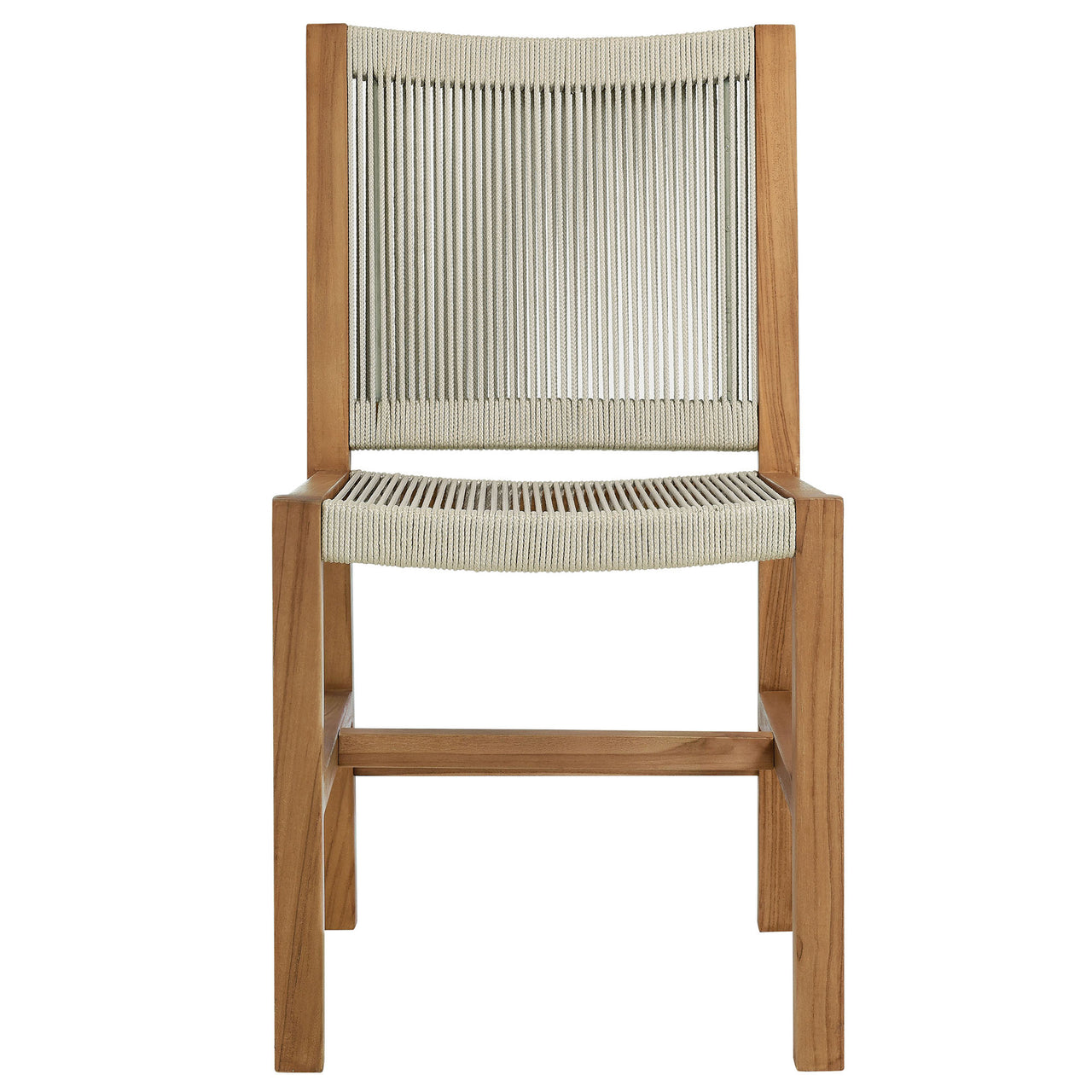 Alvierra 3-Piece Alfresco Teak and Rope Dining Set with Armless Chiars, Natural Wood