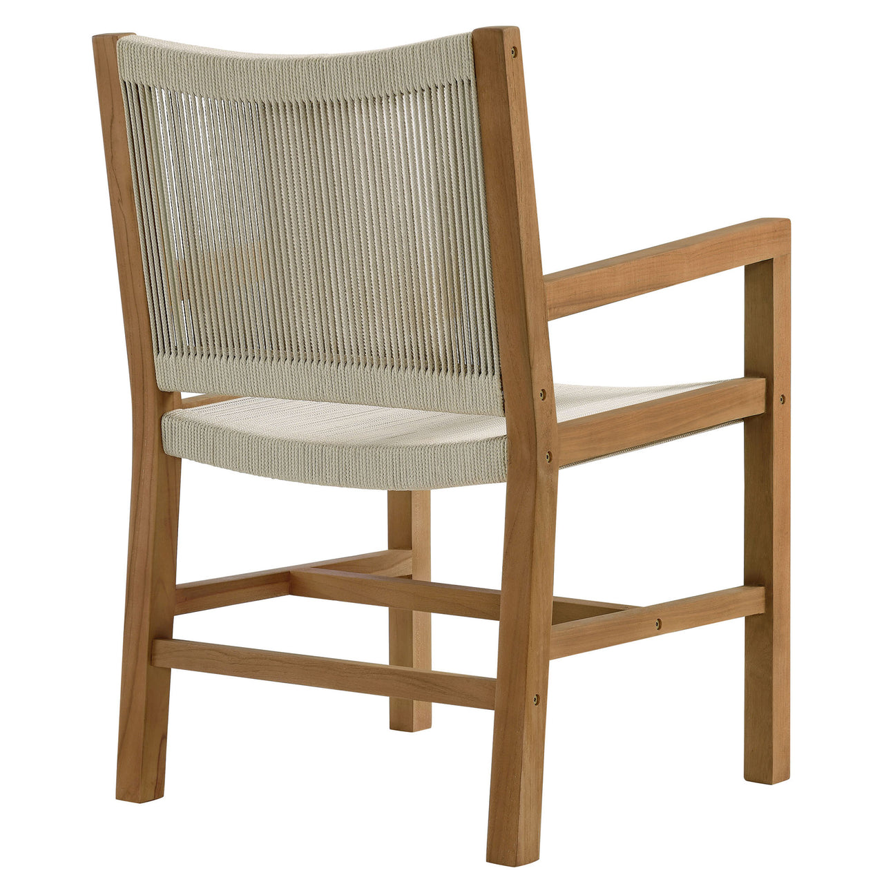 Alvierra Alfresco Teak and Rope Dining Armchairs Set of 2, Natural Wood