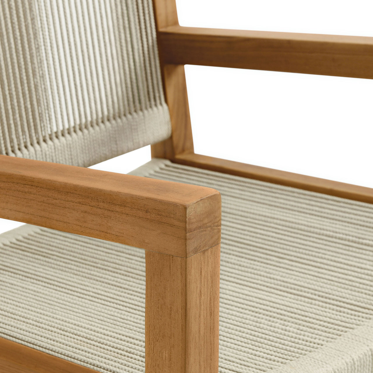 Alvierra Alfresco Teak and Rope Dining Armchairs Set of 2, Natural Wood