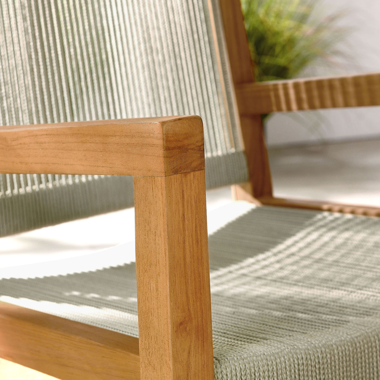 Alvierra Alfresco Teak and Rope Dining Armchairs Set of 2, Natural Wood