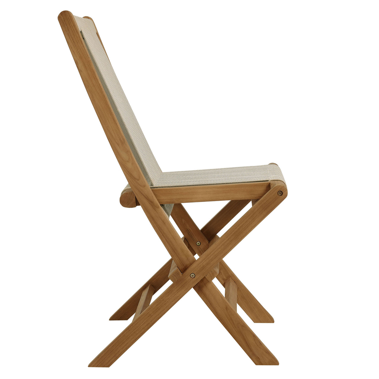 Alvierra 2-Piece Alfresco Teak and Rope Folding Accent Lounge Chair and Ottoman Set, Natural Wood