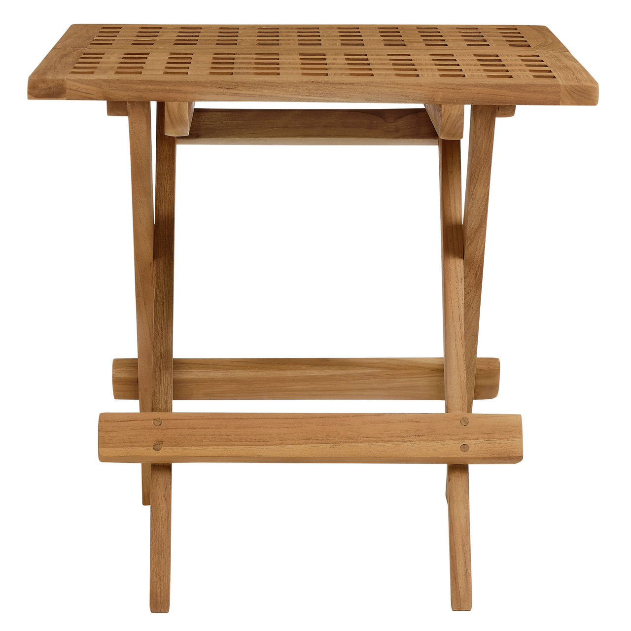 Alvierra 3-Piece Alfresco Teak and Rope Folding Lounge Chairs and Side Table, Natural Wood