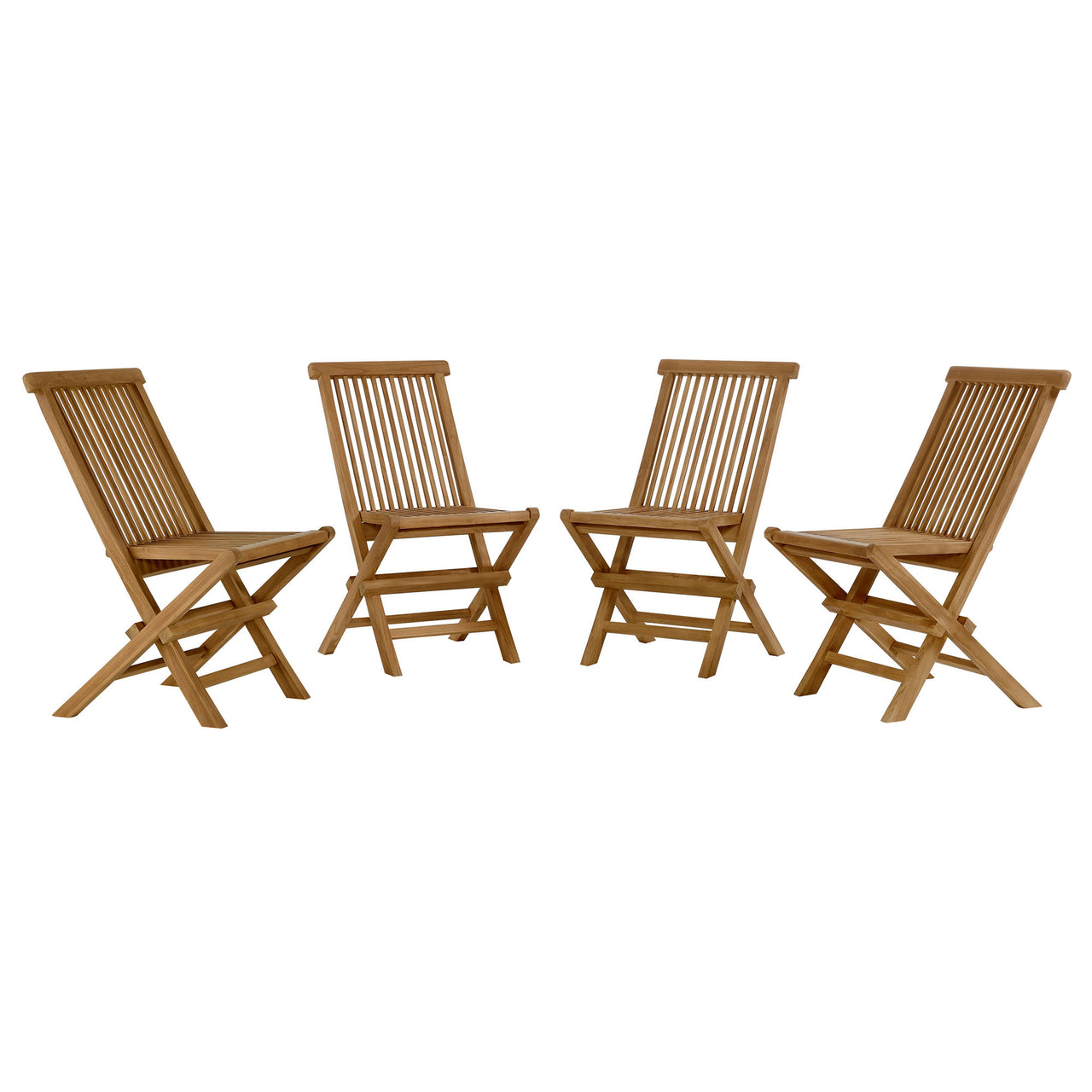 Alvierra Alfresco Teak Folding Dining Chair Set of 4, Natural Wood