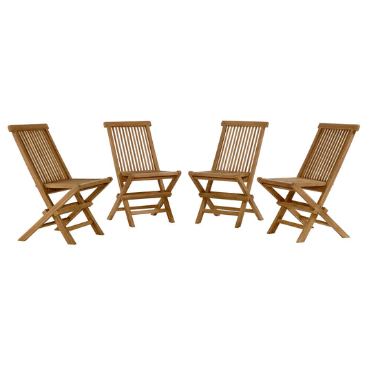 Alvierra Alfresco Teak Folding Dining Chair Set of 4, Natural Wood