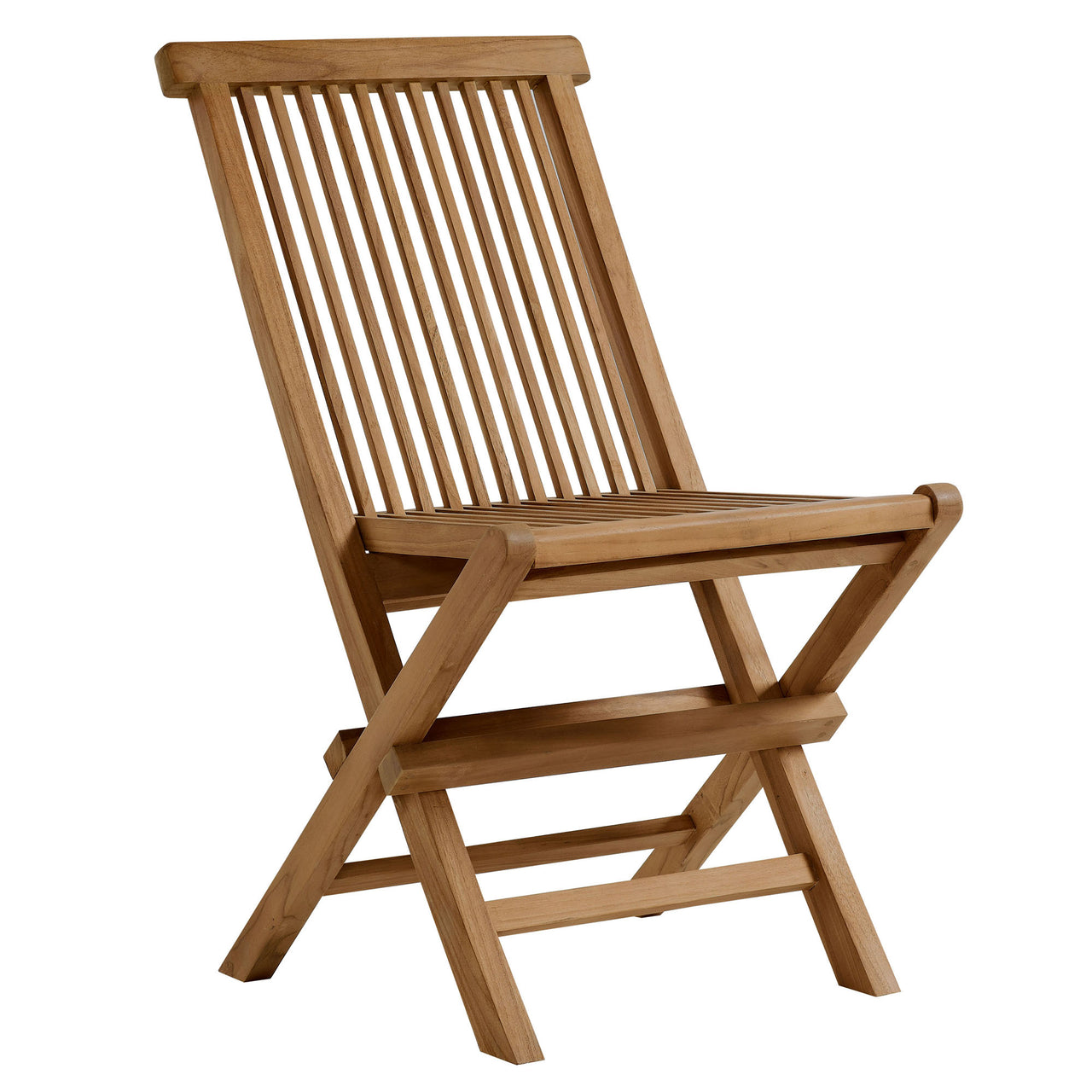 Alvierra 5-Piece Alfresco Teak Dining Set with Folding Chairs, Natural Wood