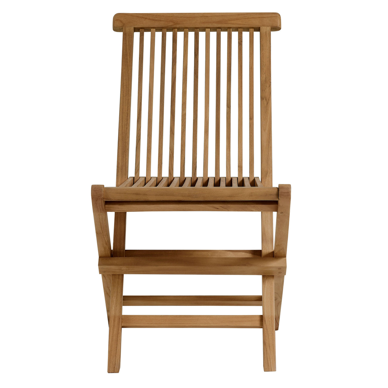 Alvierra 5-Piece Alfresco Teak Dining Set with Folding Chairs, Natural Wood