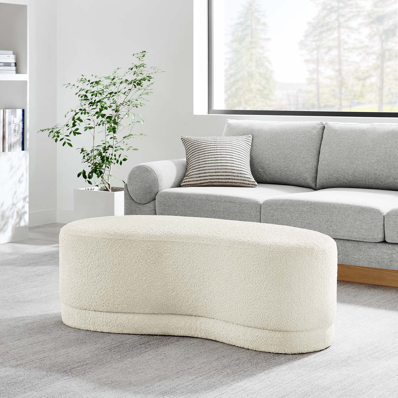 Nebular Ottoman Bench, Cream