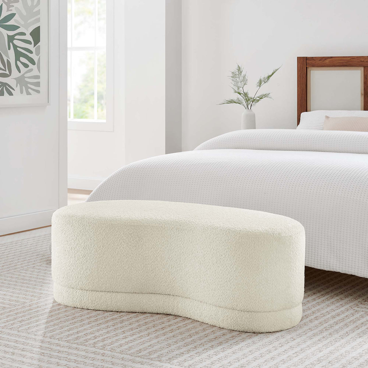 Nebular Ottoman Bench, Cream