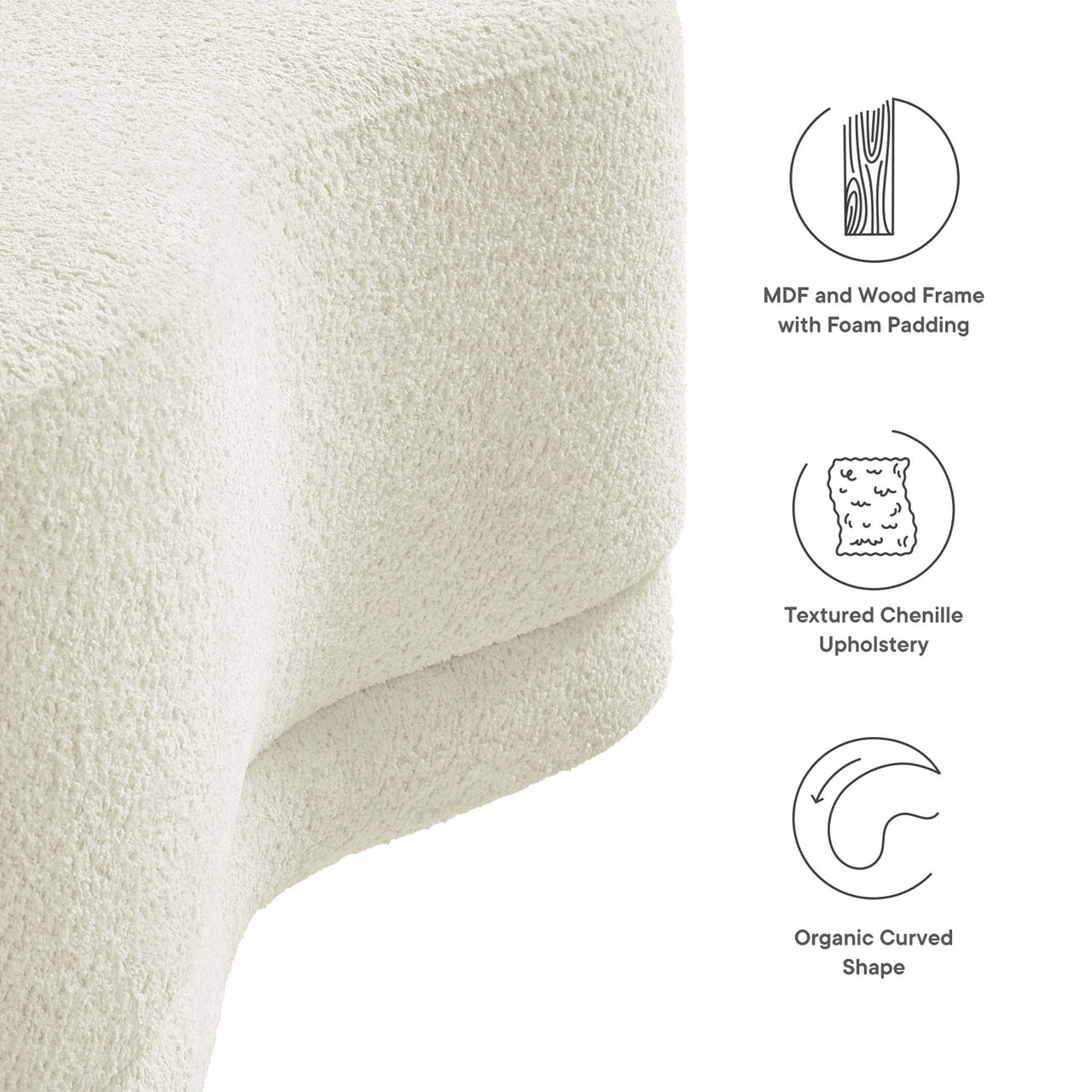 Nebular Ottoman Bench, Cream