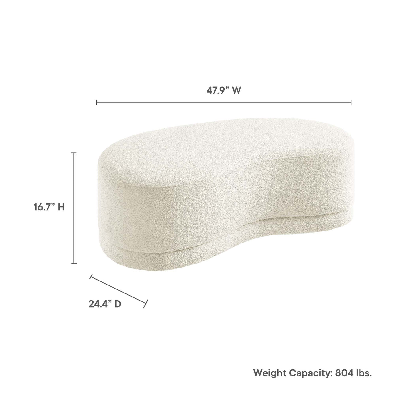 Nebular Ottoman Bench, Cream