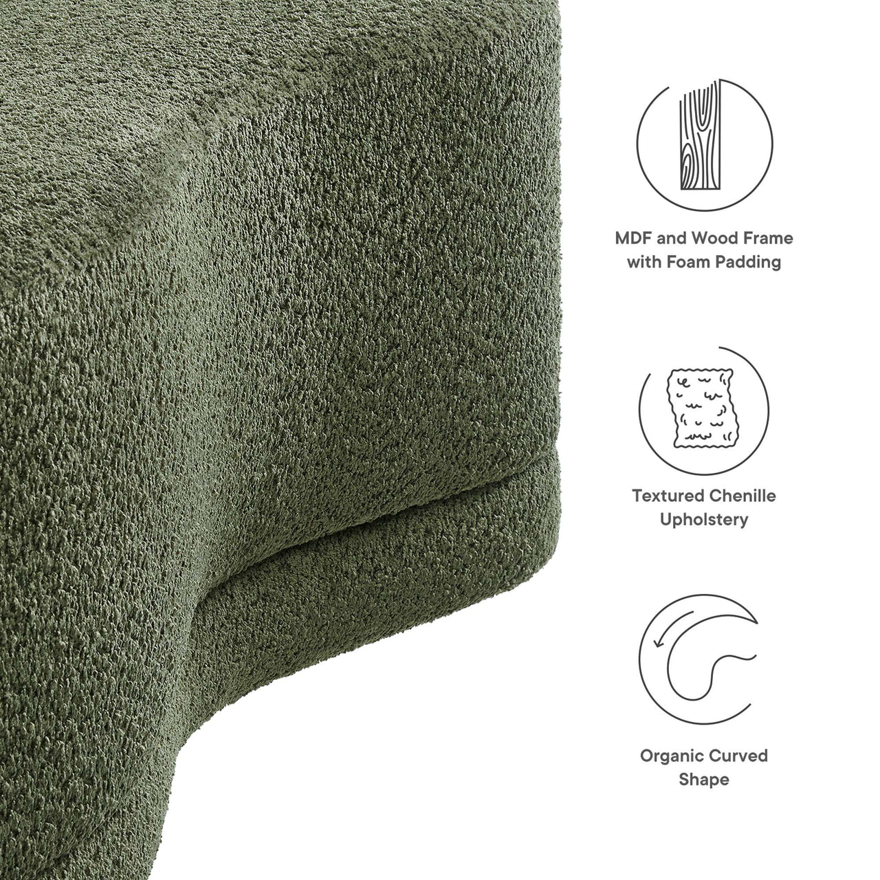Nebular Ottoman Bench, Sage